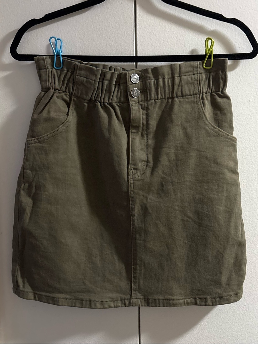 Wishlist Olive Mini Skirt with Button Front